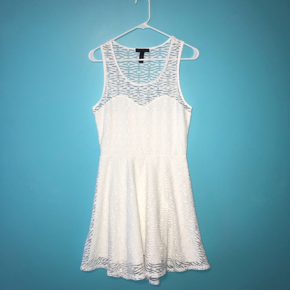 White Dress with Lace Overlay - Picture 2 of 4